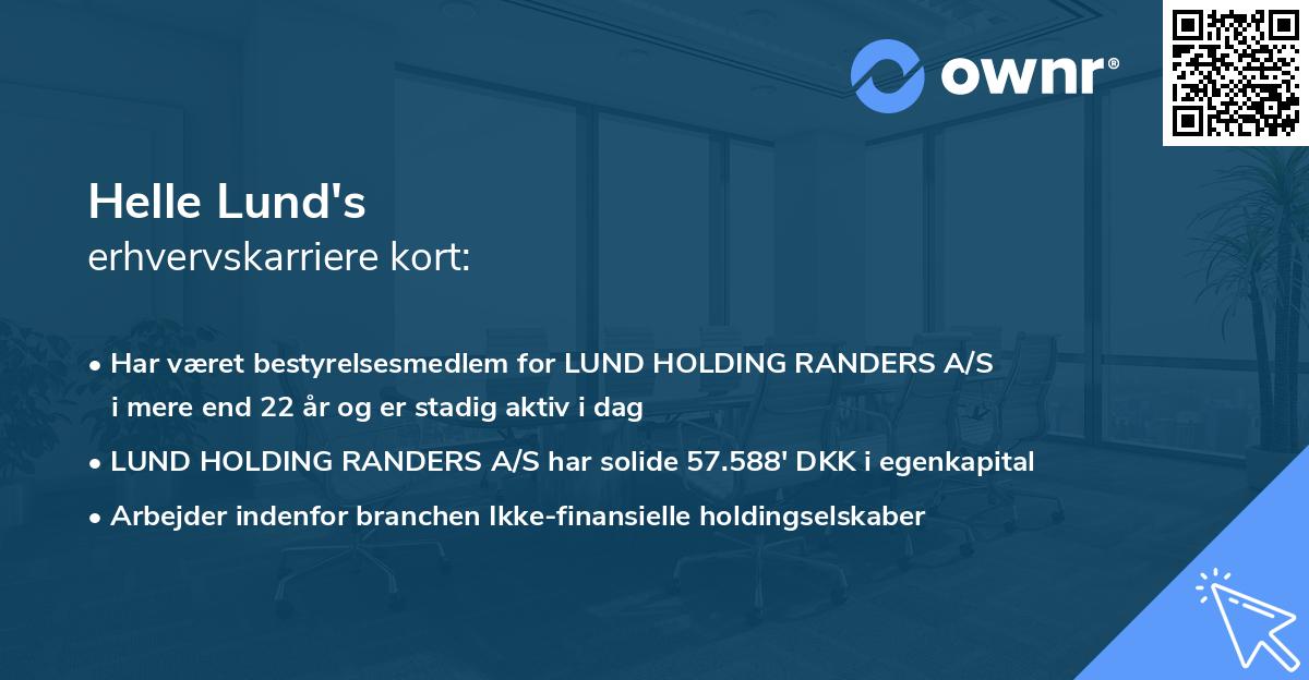 Helle Lund's erhvervskarriere kort