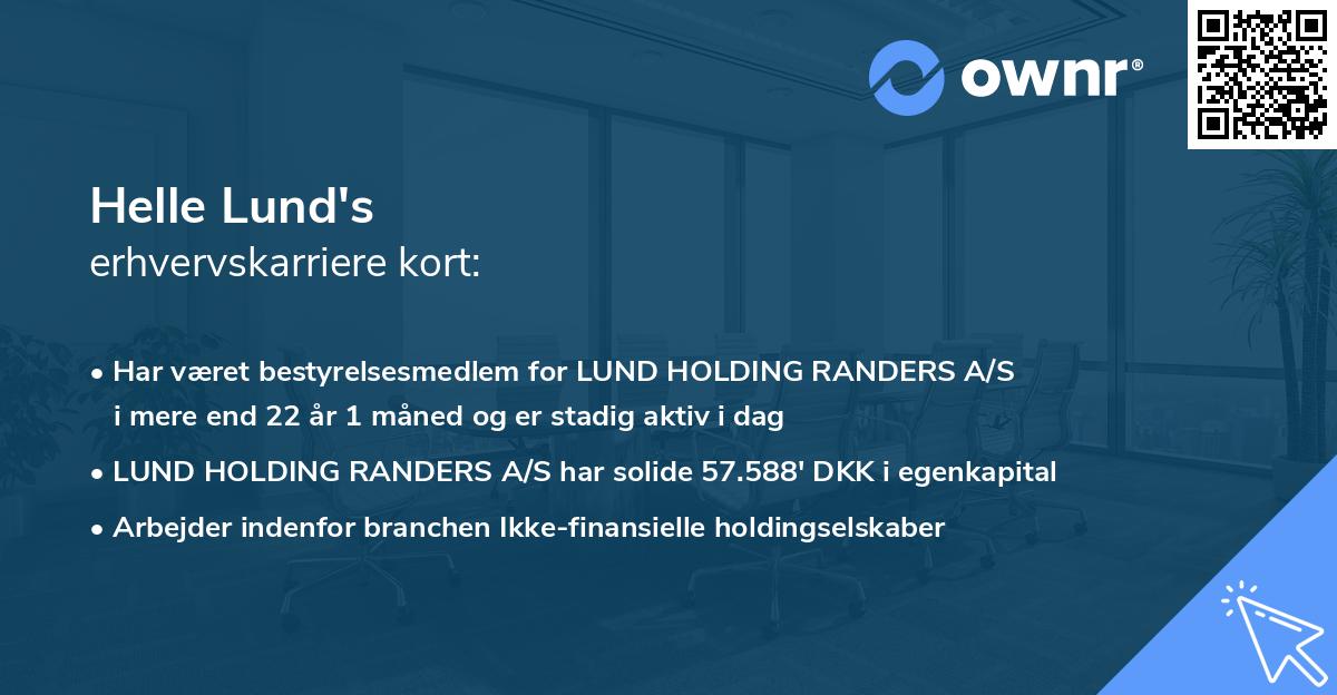 Helle Lund's erhvervskarriere kort