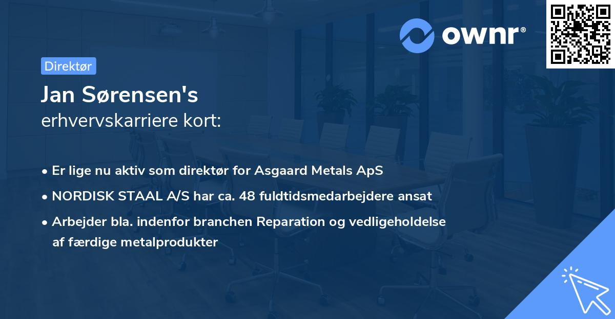 Jan Sørensen's erhvervskarriere kort