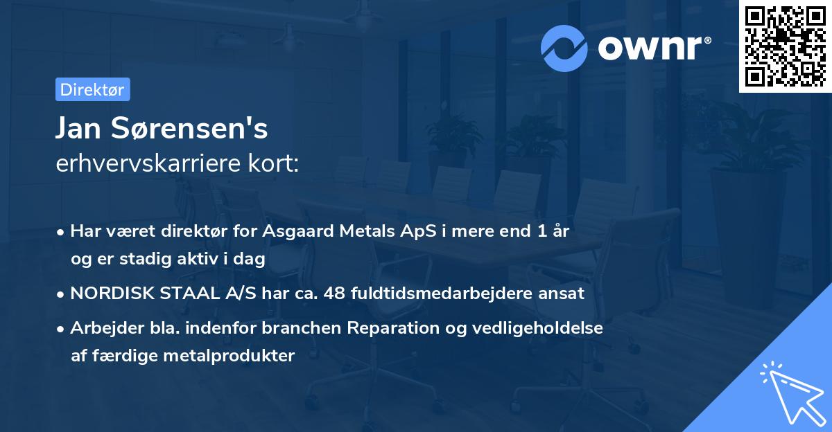 Jan Sørensen's erhvervskarriere kort