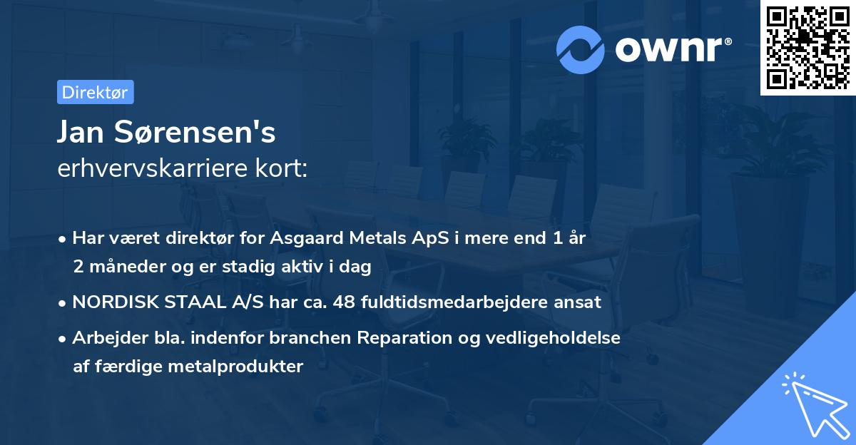 Jan Sørensen's erhvervskarriere kort