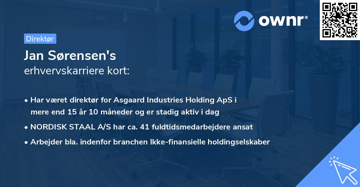 Jan Sørensen's erhvervskarriere kort