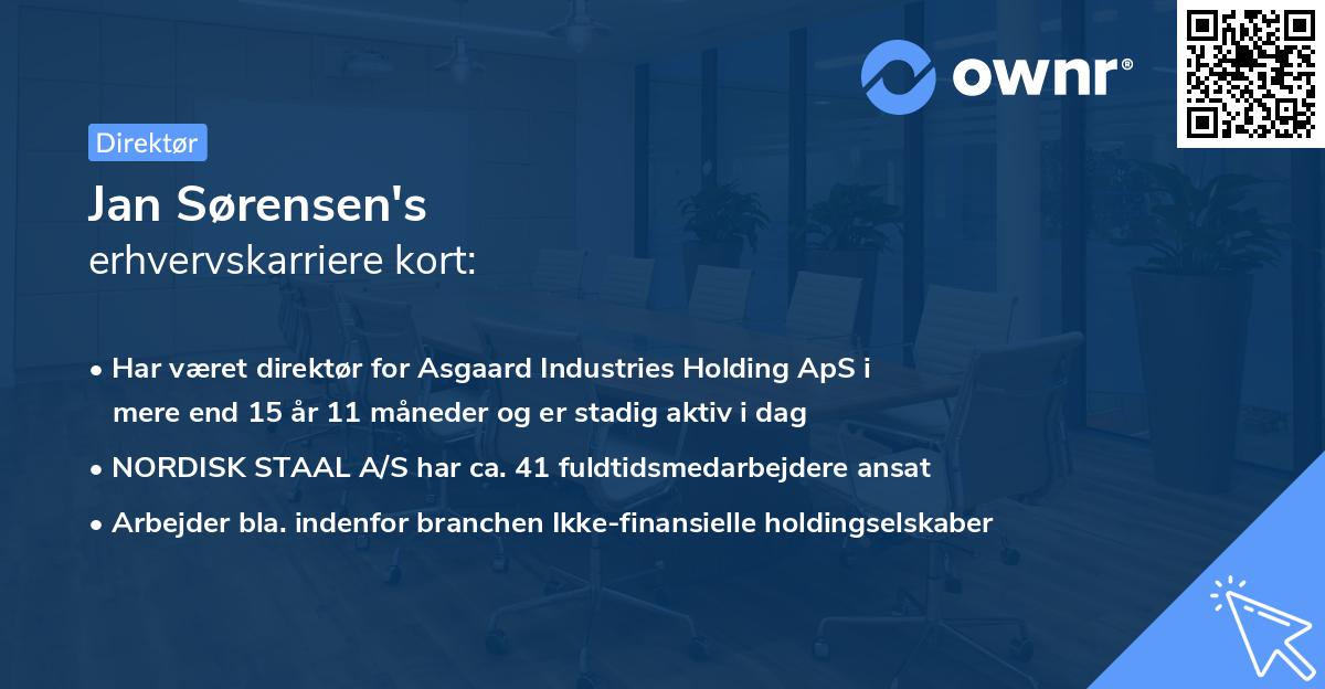 Jan Sørensen's erhvervskarriere kort