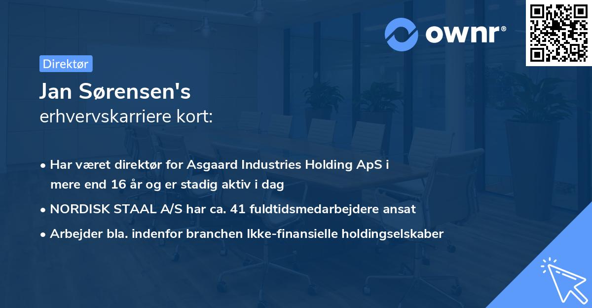 Jan Sørensen's erhvervskarriere kort