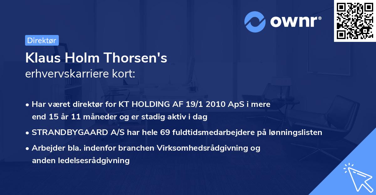 Klaus Holm Thorsen's erhvervskarriere kort