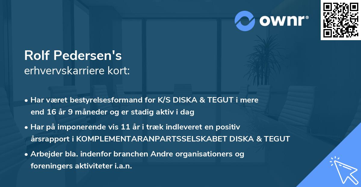 Rolf Pedersen's erhvervskarriere kort