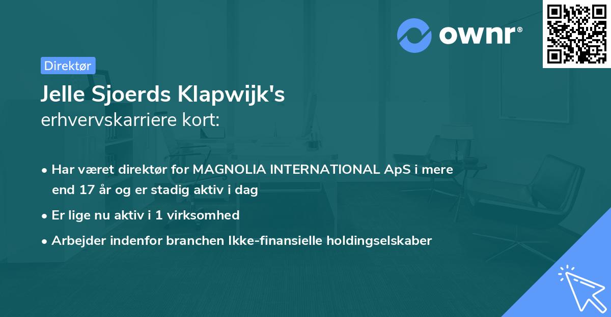 Jelle Sjoerds Klapwijk's erhvervskarriere kort