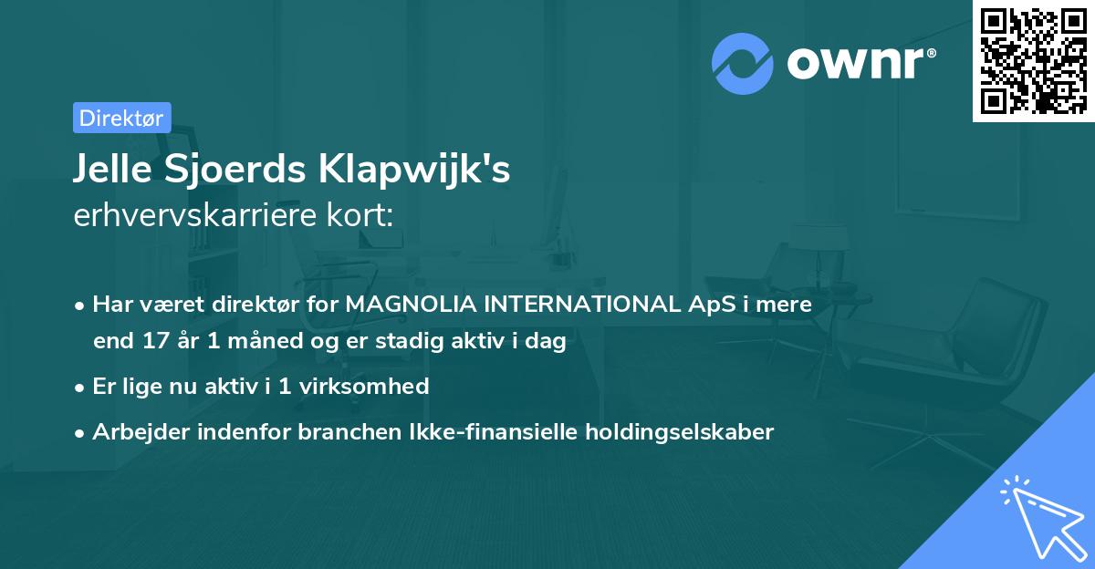 Jelle Sjoerds Klapwijk's erhvervskarriere kort