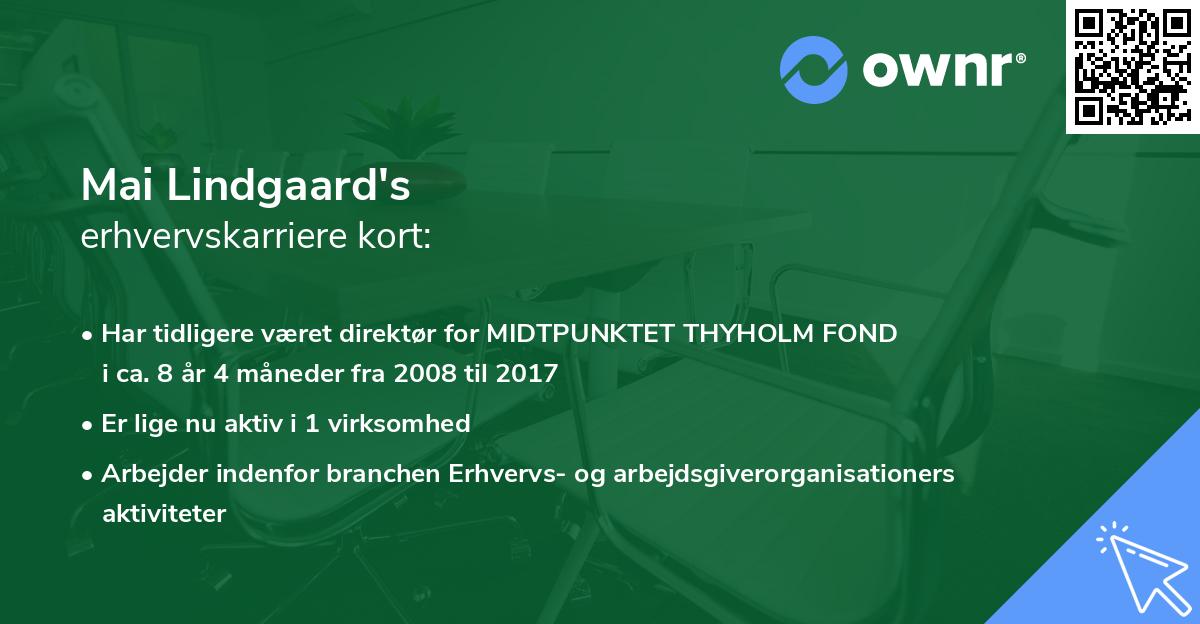 Mai Lindgaard's erhvervskarriere kort