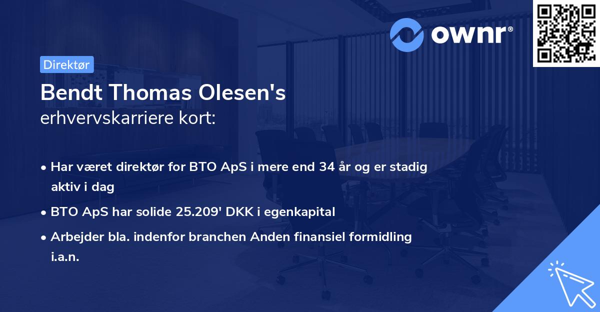 Bendt Thomas Olesen's erhvervskarriere kort
