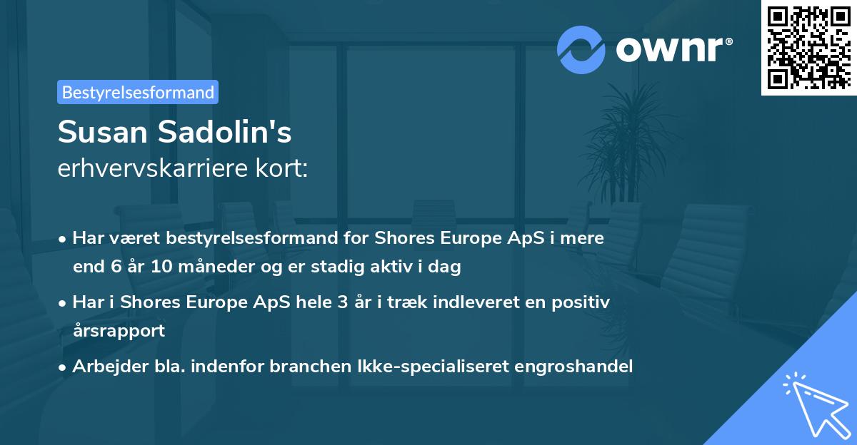 Susan Sadolin's erhvervskarriere kort