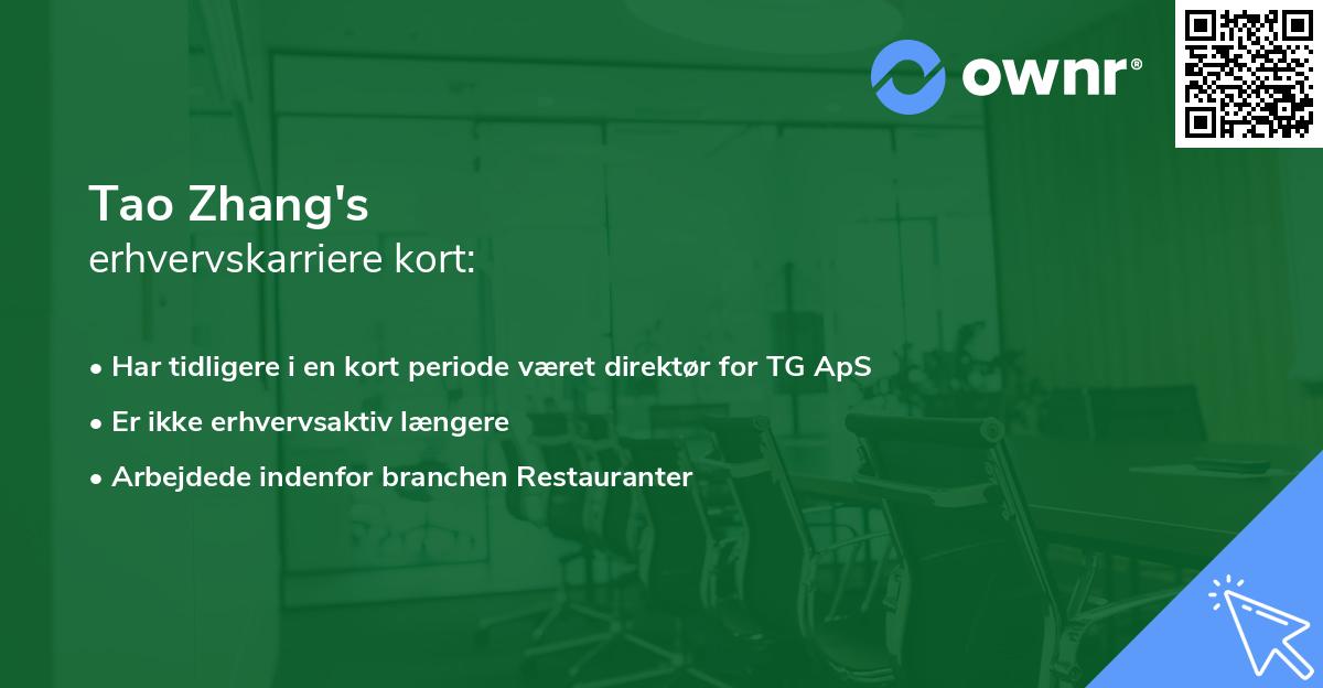 Tao Zhang's erhvervskarriere kort