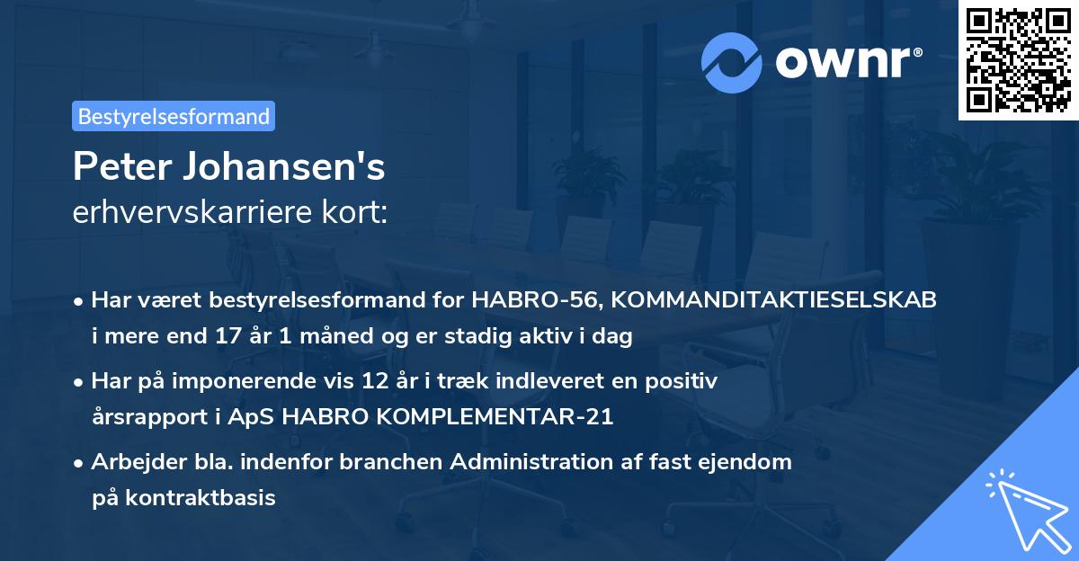 Peter Johansen's erhvervskarriere kort