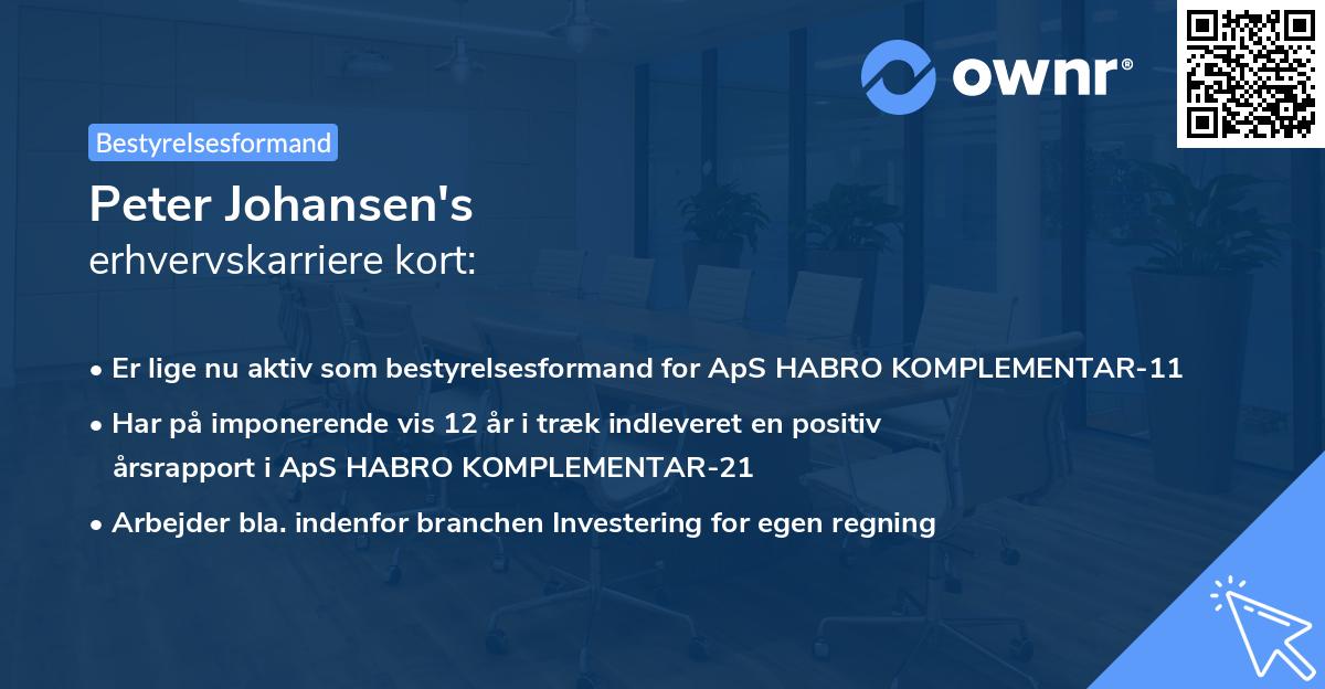 Peter Johansen's erhvervskarriere kort