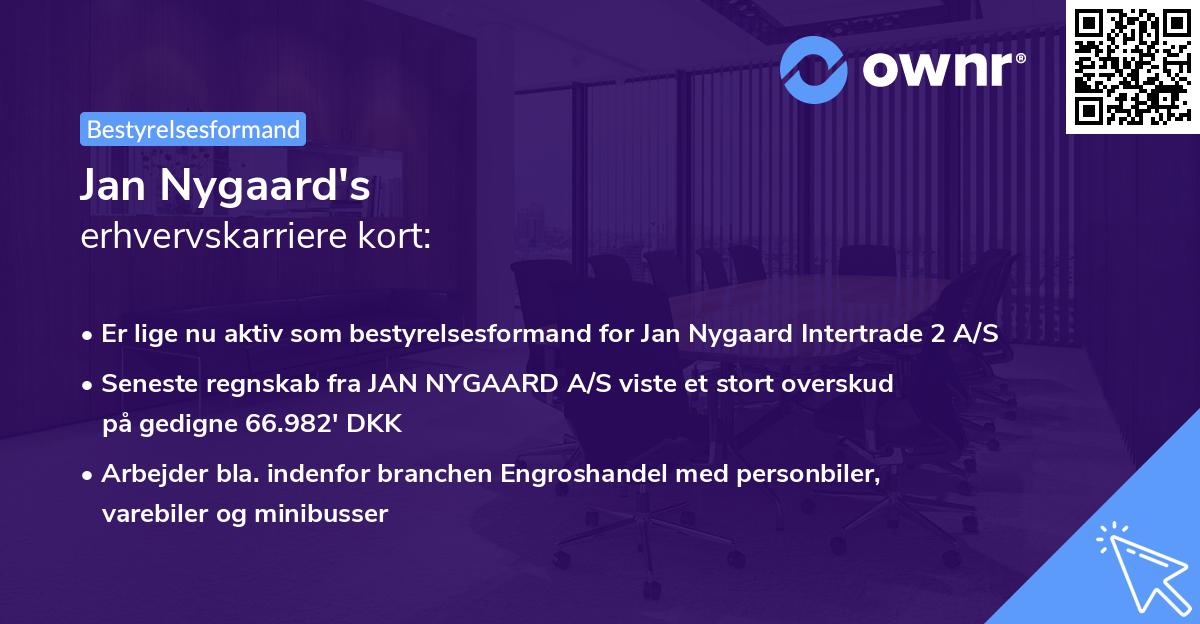 Jan Nygaard's erhvervskarriere kort