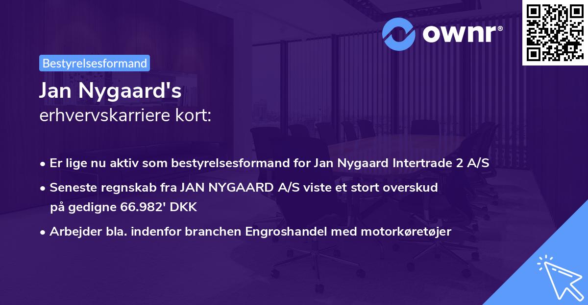 Jan Nygaard's erhvervskarriere kort