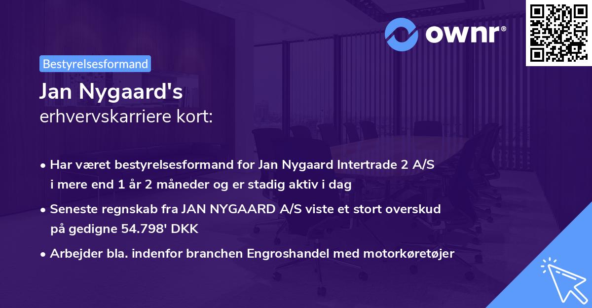 Jan Nygaard's erhvervskarriere kort