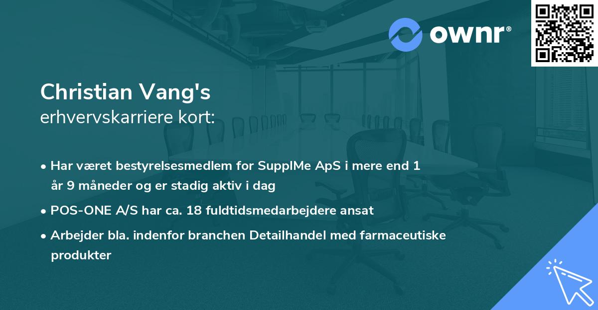 Christian Vang's erhvervskarriere kort