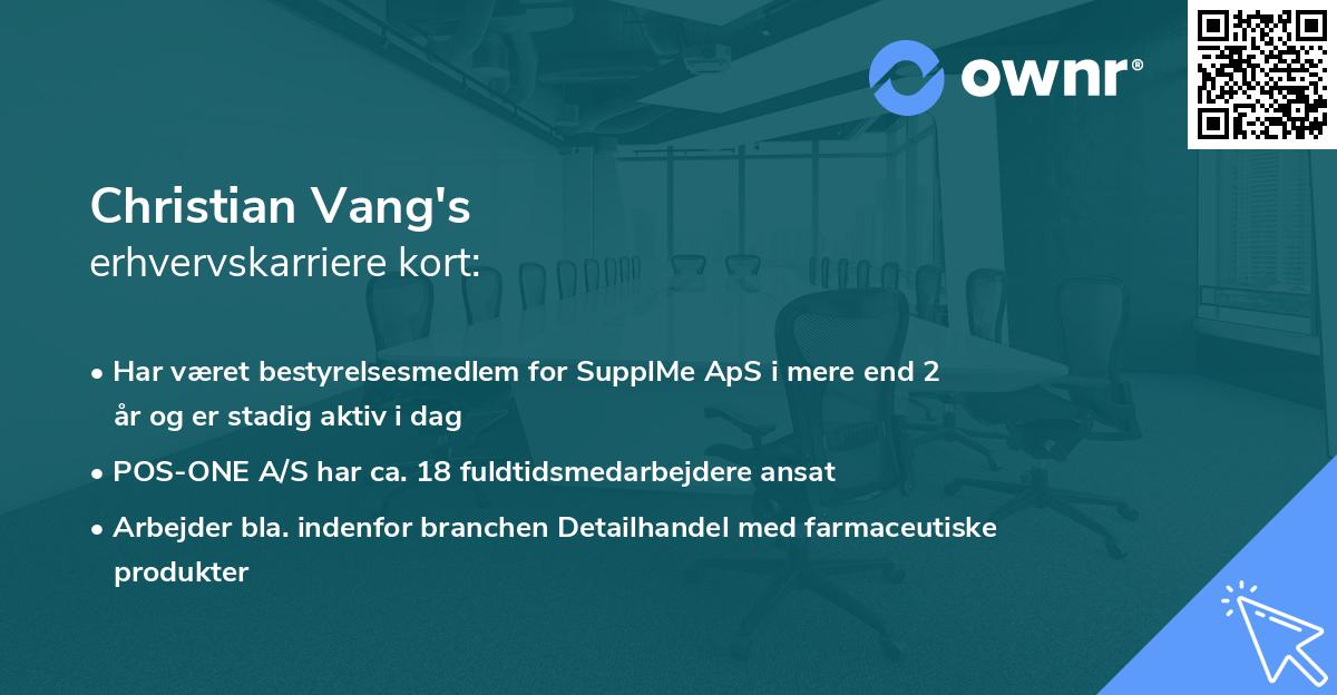 Christian Vang's erhvervskarriere kort