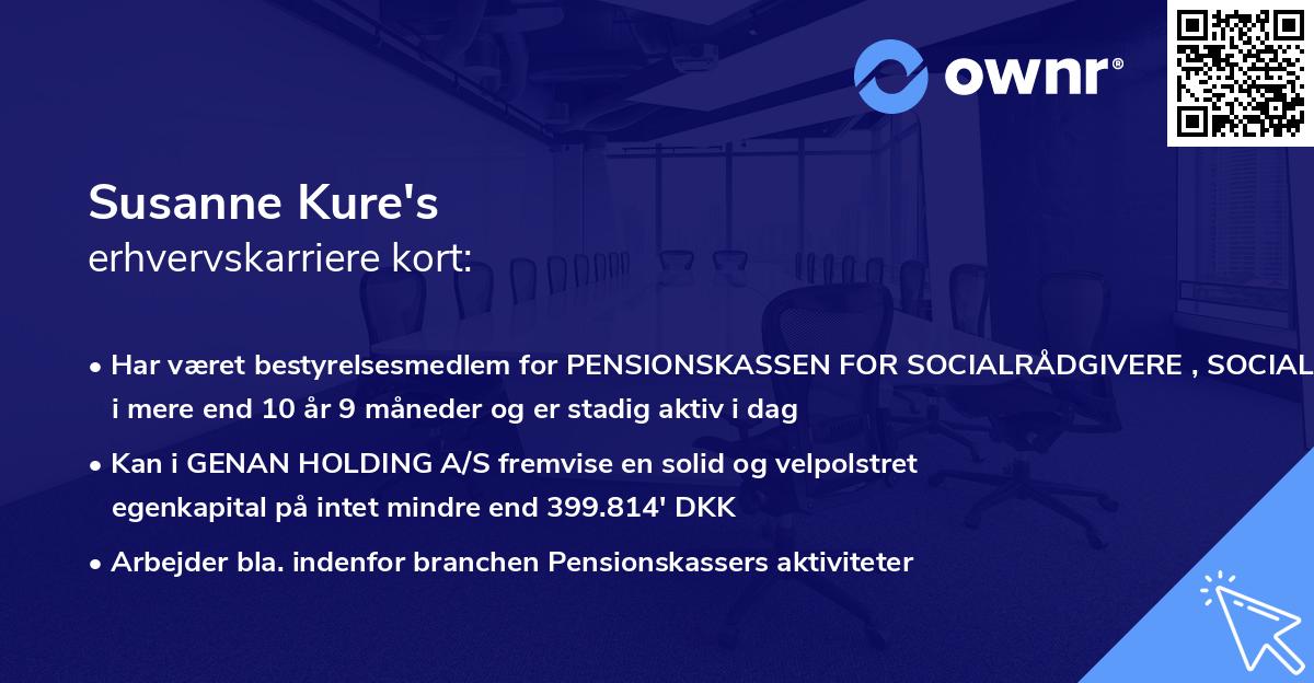 Susanne Kure's erhvervskarriere kort