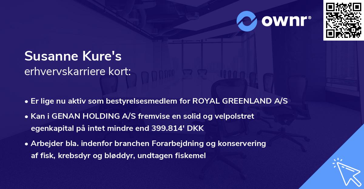 Susanne Kure's erhvervskarriere kort