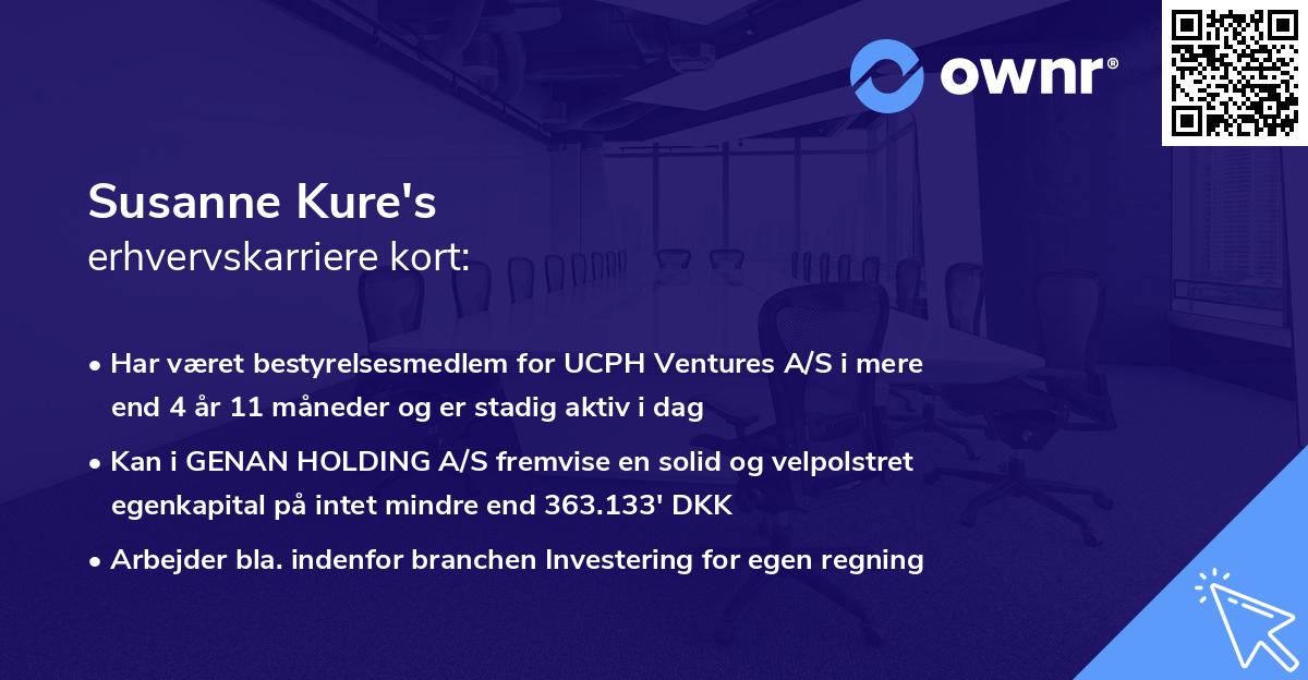 Susanne Kure's erhvervskarriere kort