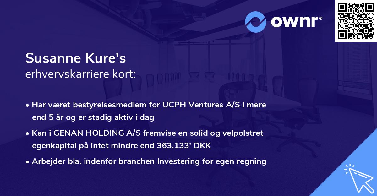 Susanne Kure's erhvervskarriere kort