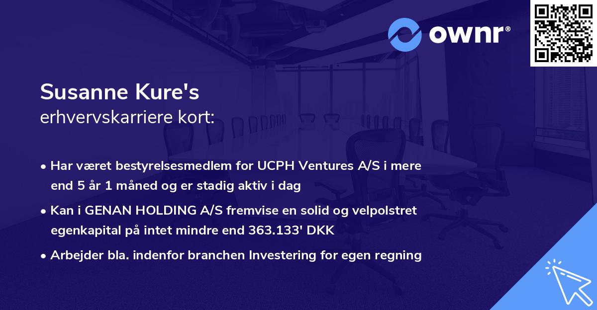 Susanne Kure's erhvervskarriere kort