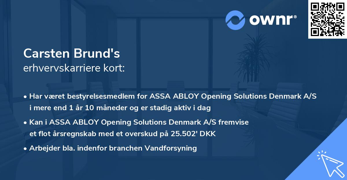 Carsten Brund's erhvervskarriere kort