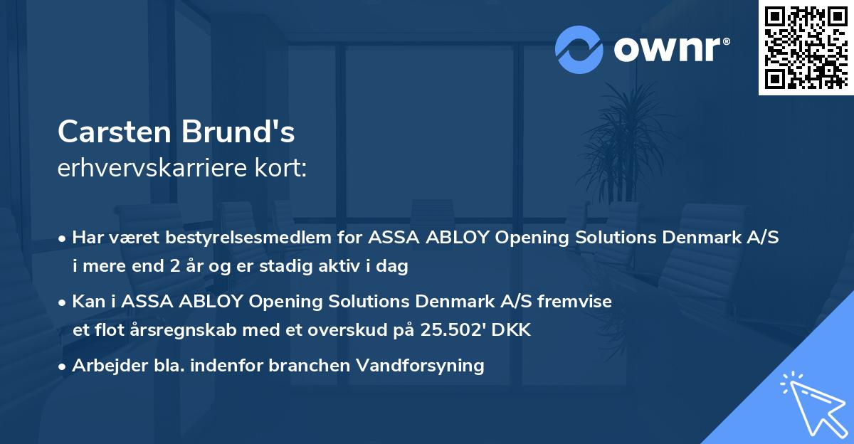 Carsten Brund's erhvervskarriere kort