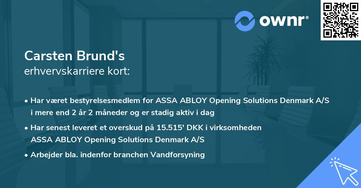 Carsten Brund's erhvervskarriere kort