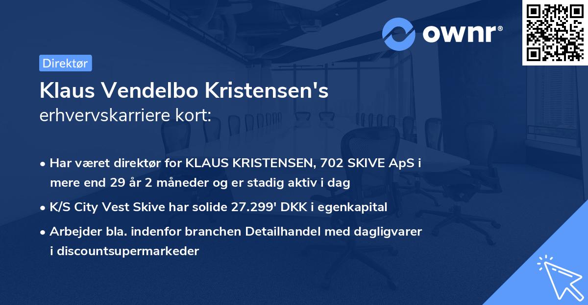 Klaus Vendelbo Kristensen's erhvervskarriere kort