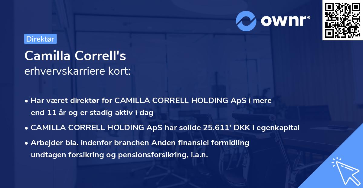 Camilla Correll's erhvervskarriere kort