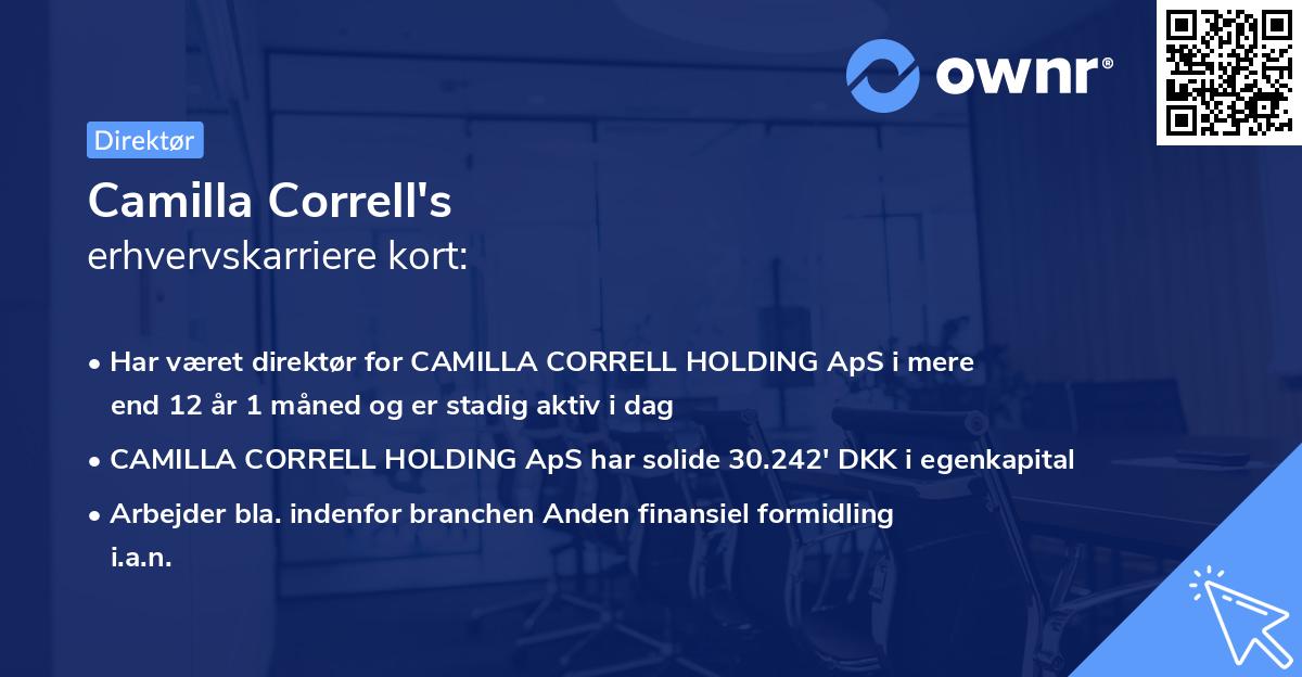 Camilla Correll's erhvervskarriere kort