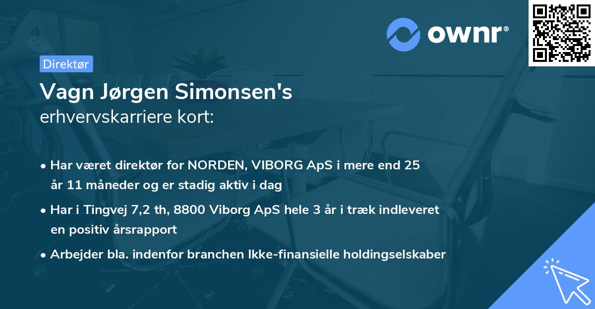 Vagn Jørgen Simonsen's erhvervskarriere kort