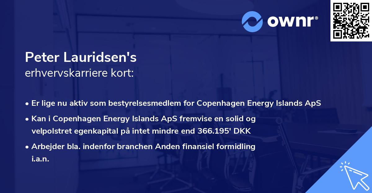 Peter Lauridsen's erhvervskarriere kort