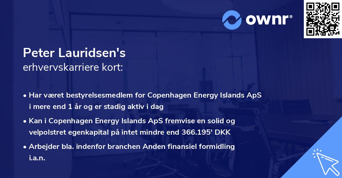 Peter Lauridsen's erhvervskarriere kort
