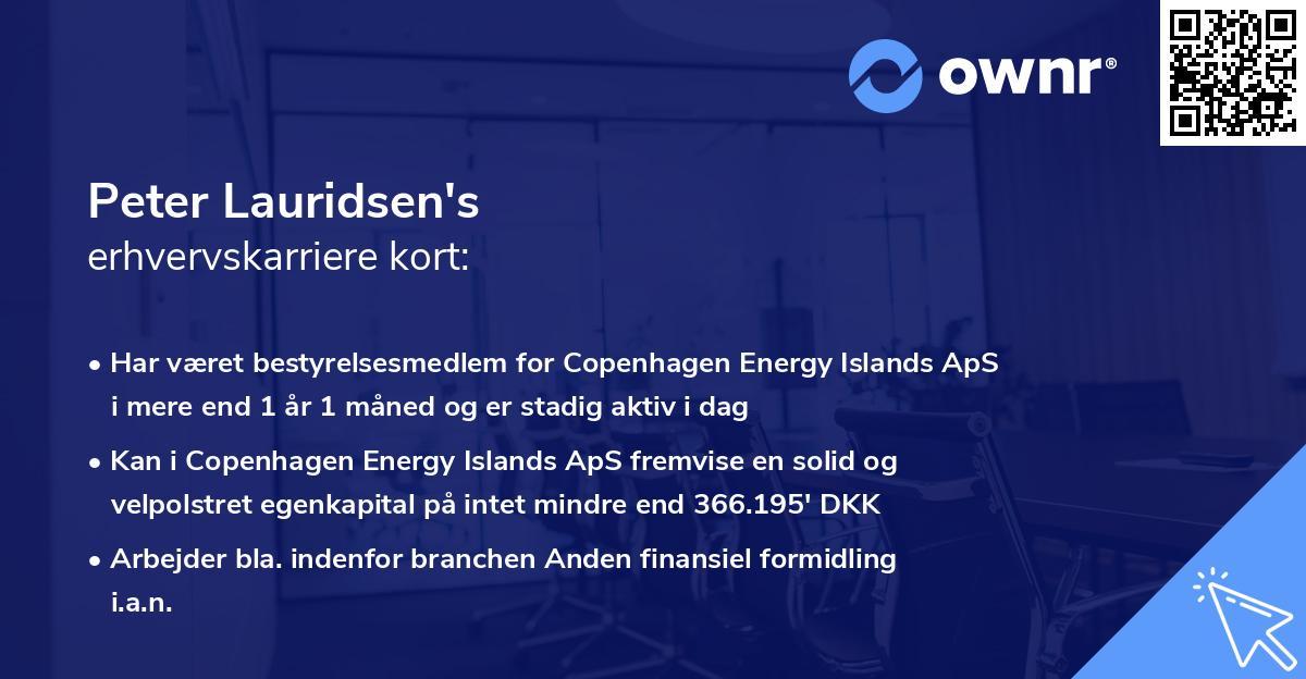 Peter Lauridsen's erhvervskarriere kort