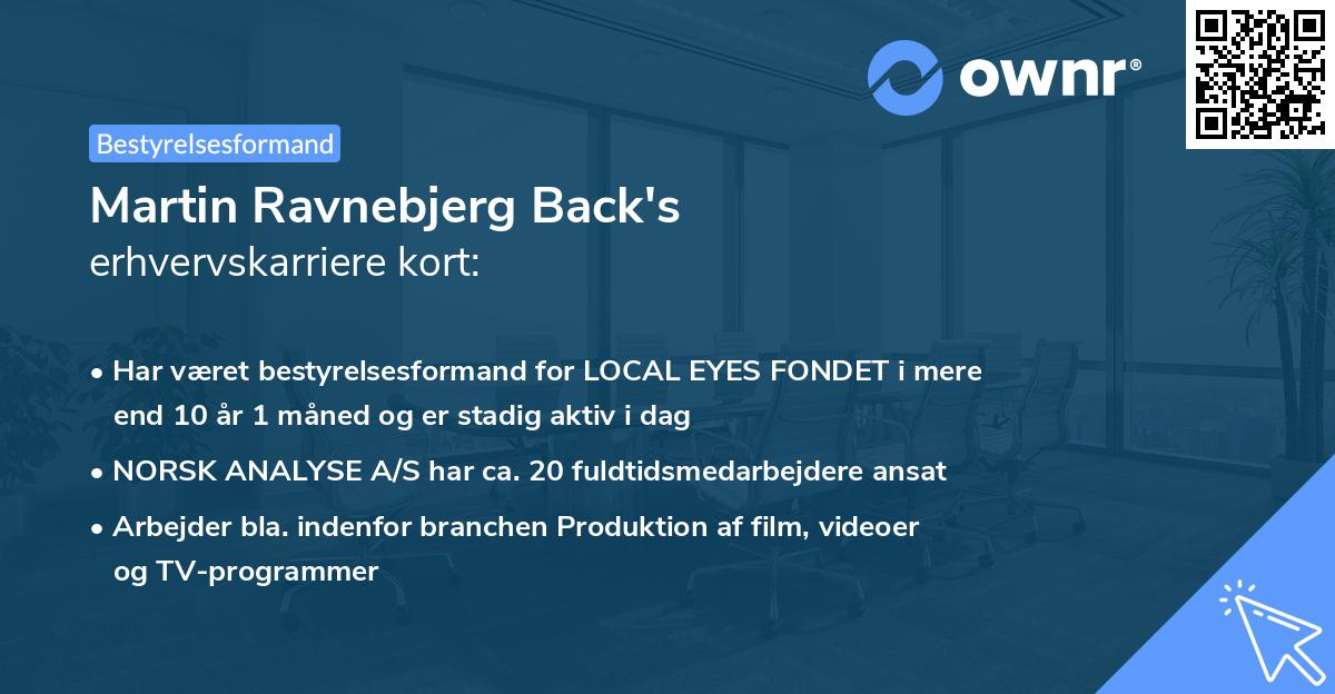 Martin Ravnebjerg Back's erhvervskarriere kort