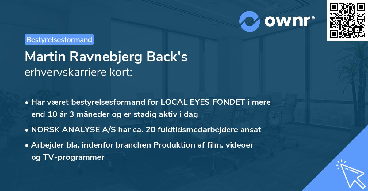 Martin Ravnebjerg Back's erhvervskarriere kort
