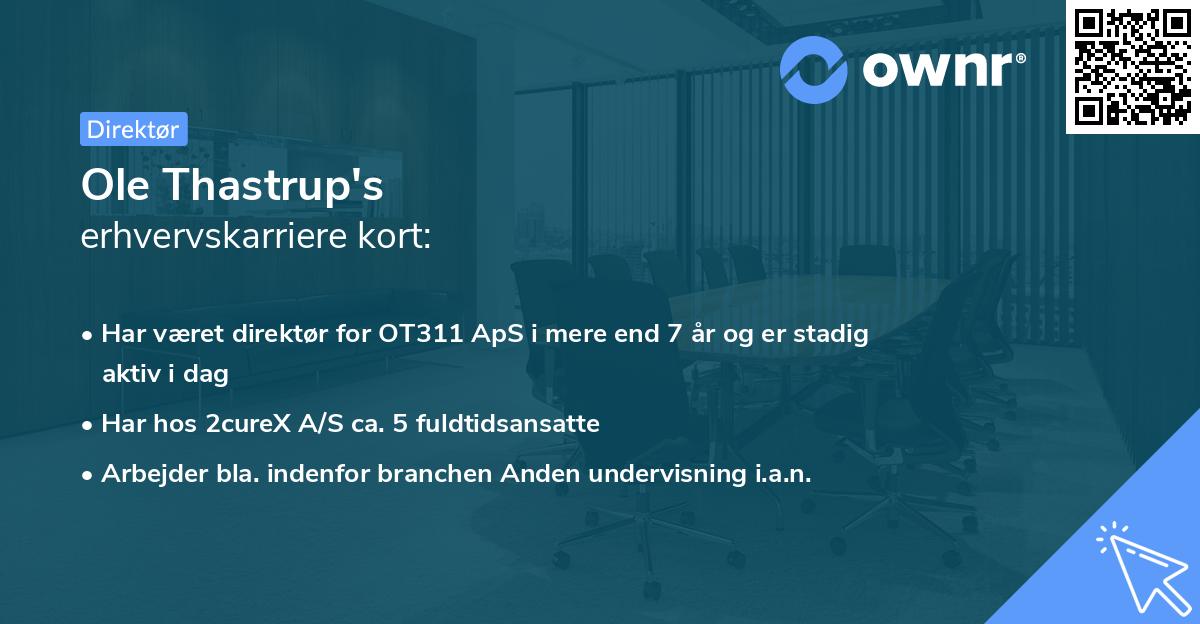 Ole Thastrup's erhvervskarriere kort