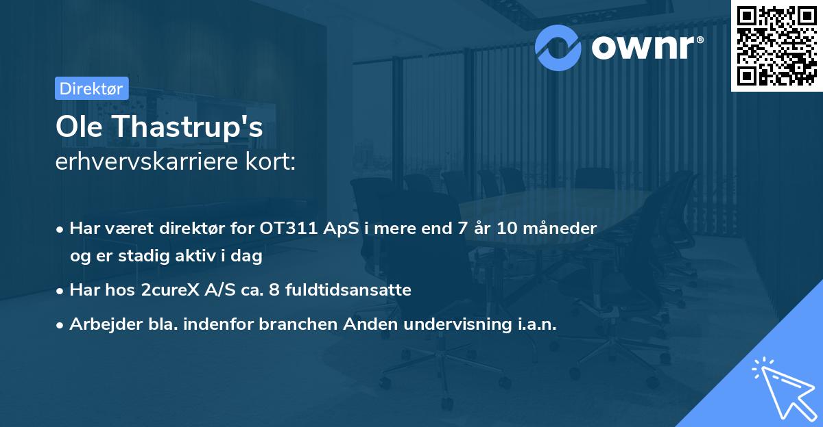 Ole Thastrup's erhvervskarriere kort