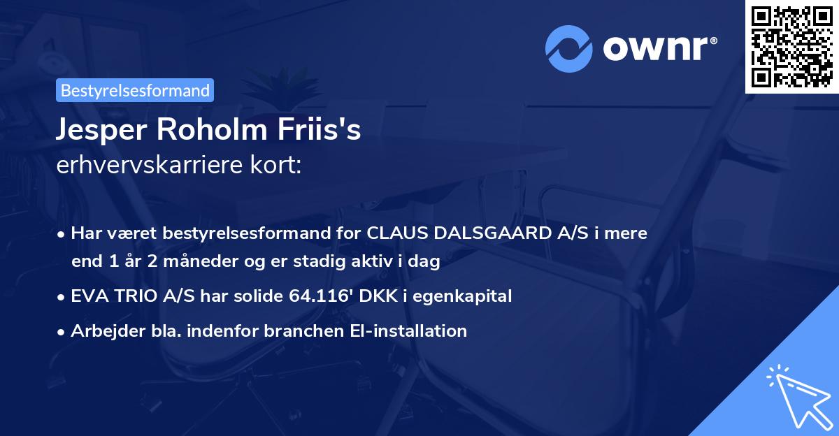 Jesper Roholm Friis's erhvervskarriere kort