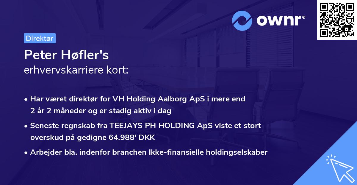 Peter Høfler's erhvervskarriere kort