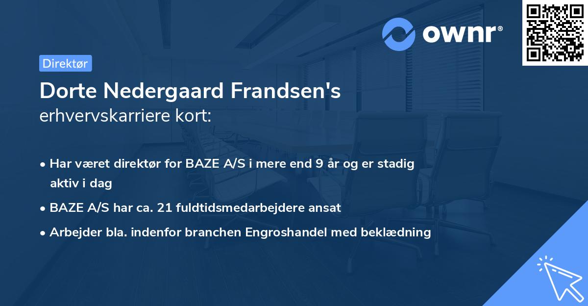 Dorte Nedergaard Frandsen's erhvervskarriere kort