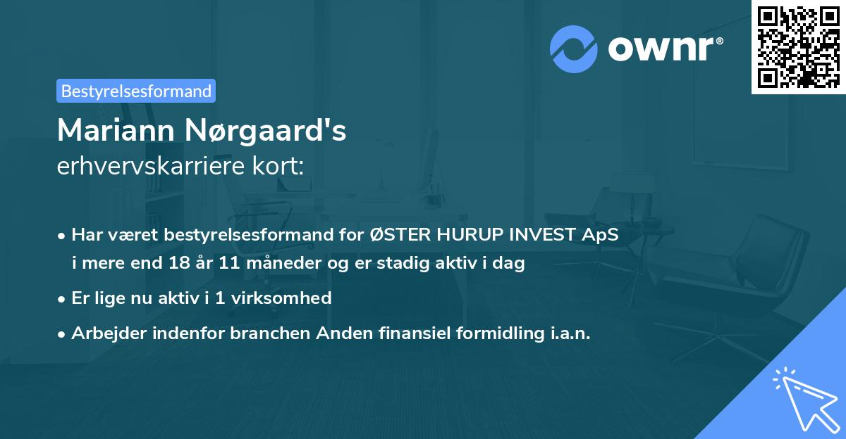Mariann Nørgaard's erhvervskarriere kort