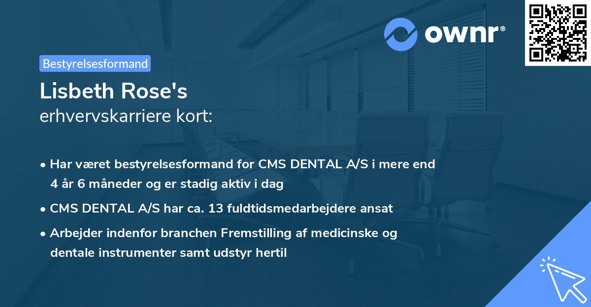 Lisbeth Rose's erhvervskarriere kort