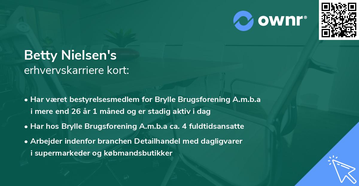 Betty Nielsen's erhvervskarriere kort
