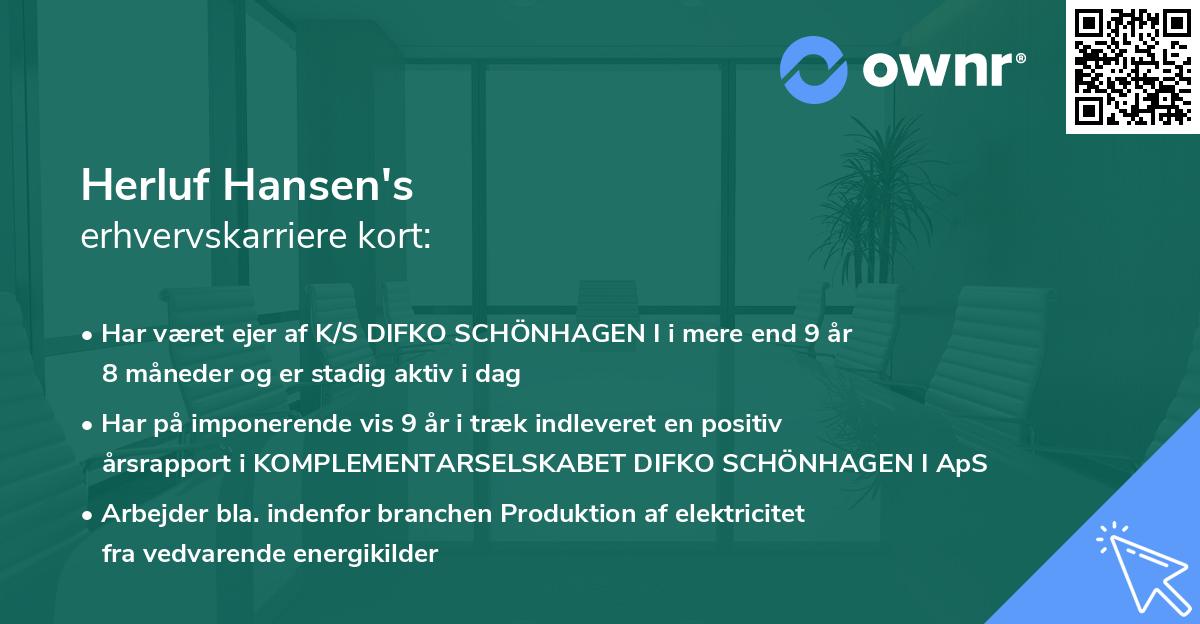 Herluf Hansen's erhvervskarriere kort