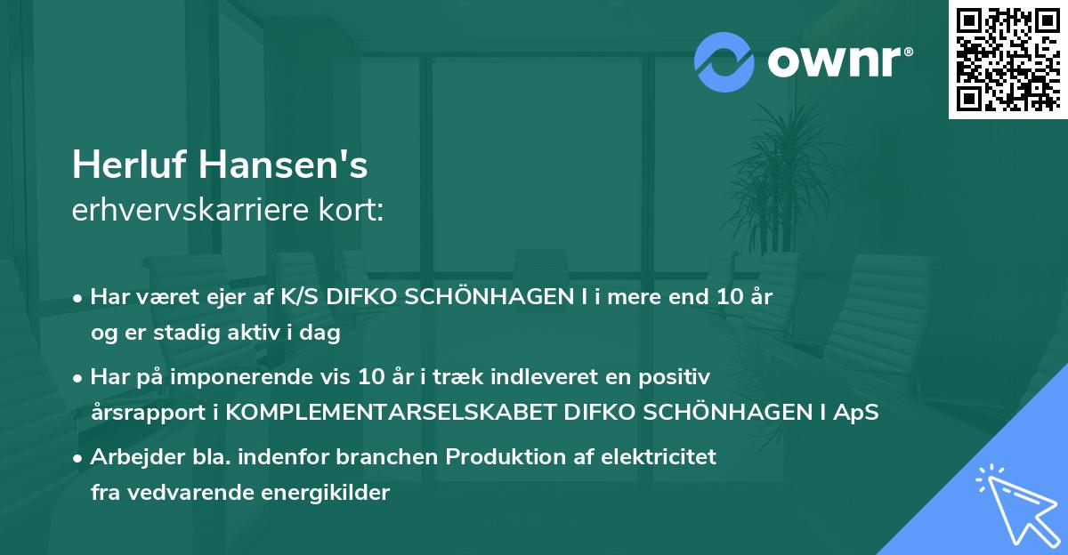 Herluf Hansen's erhvervskarriere kort